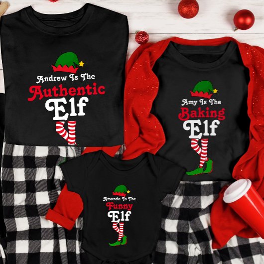 Funny Personalisiert Elf Squad Matching Weihnachte T-Shirt