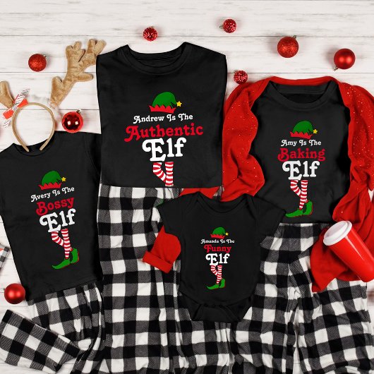 Funny Personalisiert Elf Squad Matching Weihnachte T-Shirt