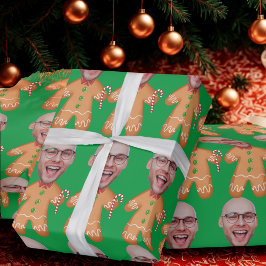 Funny Personalisiert Face Foto Gingerbrei Xmas Geschenkpapier