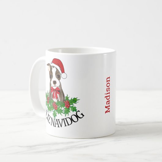Funny Personalisiert French Bulldog Weihnachtsmann Kaffeetasse (Vorderseite Links)