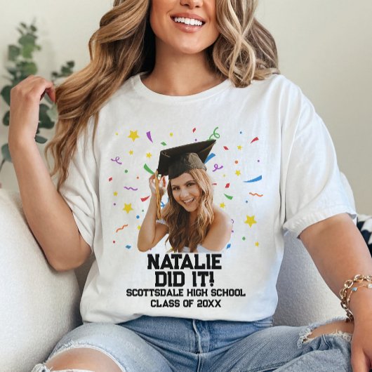 Funny Personalisiert Graduation Party Custom Foto T-Shirt