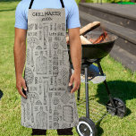 Funny Personalisiert Grill Koch GRILLEN Barbecue M Schürze<br><div class="desc">Eine unterhaltsame Schürze mit einem Vintag aussehenden Muster verschiedener Grillwerkzeuge Set vor einem khaki-bräunlichen Hintergrund. Fügen Sie zwei Zeilen benutzerdefinierten Text zu personalisieren. Ideal für alle,  die Lieben zum Grillen,  Grill und Kochen. Macht einen perfekten Vatertag,  Geburtstag oder Urlaubsgeschenk.</div>