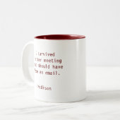 Funny Personalisiert I Überlebte Office Meeting Zweifarbige Tasse (Vorderseite Links)