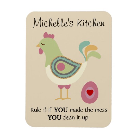 Funny Personalisiert Kitchen Rule Chicken Magnet (Vertikal)