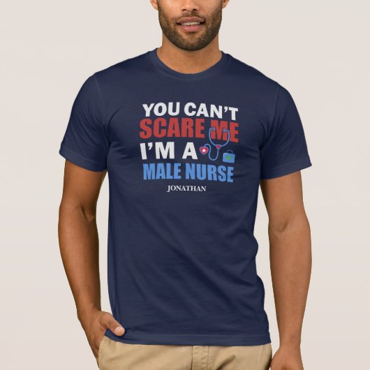Funny Personalisiert Male Nurse T-Shirt (Vorderseite)