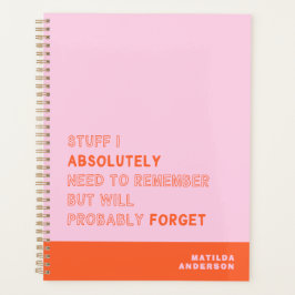 Funny Personalisiert Modern Pink Orange Individuel Planer
