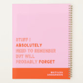 Funny Personalisiert Modern Pink Orange Individuel Planer (Rückseite)