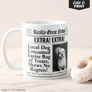 Funny Personalisiert Pet Tasse, Editable Newspapie Kaffeetasse