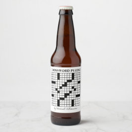 Funny Personalisiert Schwarz-weiß Crossword Puzzle Bierflaschenetikett