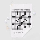 Funny Personalisiert Schwarz-weiß Crossword Puzzle Golfhandtuch (Insitu)