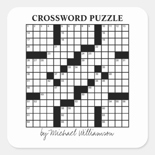 Funny Personalisiert Schwarz-weiß Crossword Puzzle Quadratischer Aufkleber (Vorderseite)