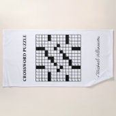 Funny Personalisiert Schwarz-weiß Crossword Puzzle Strandtuch (Vorderseite)