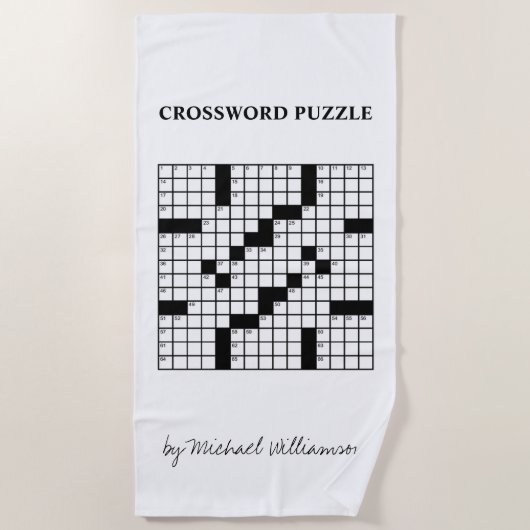Funny Personalisiert Schwarz-weiß Crossword Puzzle Strandtuch (Vorderseite)
