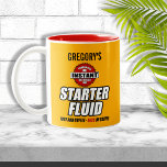 Funny Personalisiert Starter Fluid Zweifarbige Tasse<br><div class="desc">Funny starter Fluid Label mit Ihrem Namen personalisiert direkt darauf!</div>
