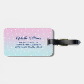 Funny Personalisiert Teacher Beach Blue Pink Ombre Gepäckanhänger (Rückseite horizontal)