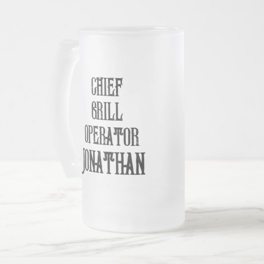 Funny Personalisiert Vater Club Chief Grill Operat Mattglas Bierglas (Vorderseite Links)