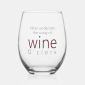 Funny Personalisiert Wine O'clock Weinglas Ohne Stiel (Vorderseite)