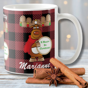 Funny Personalisierte Elche macht Merry Black Red Kaffeetasse