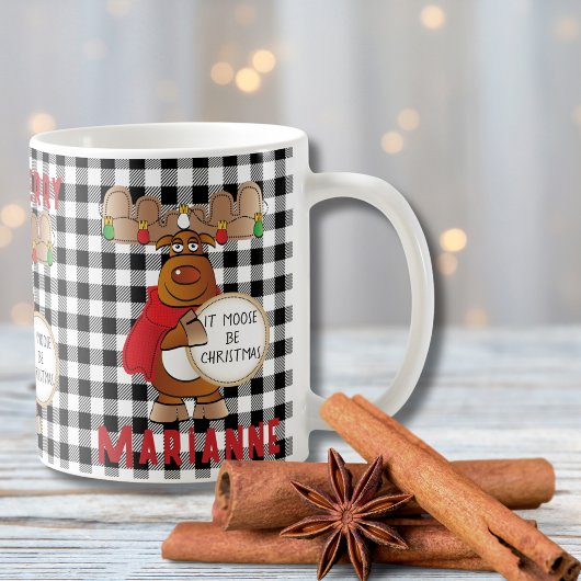 Funny Personalisierte Elche macht Merry Black Red Kaffeetasse