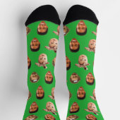 Funny Personalisierter Vater 3 Kids Foto Grün Socken (Oben)