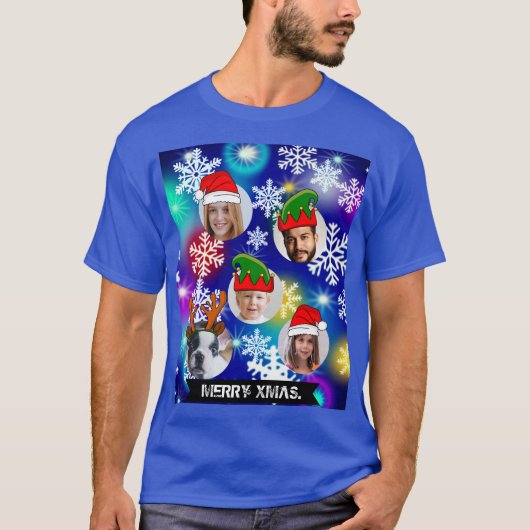Funny personalisierter Weihnachtshüte Foto im Loch T-Shirt (Vorderseite)