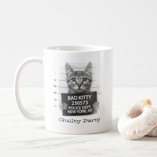 Funny Personalize Guilty Kitty Kaffeetasse (Mit Donut)
