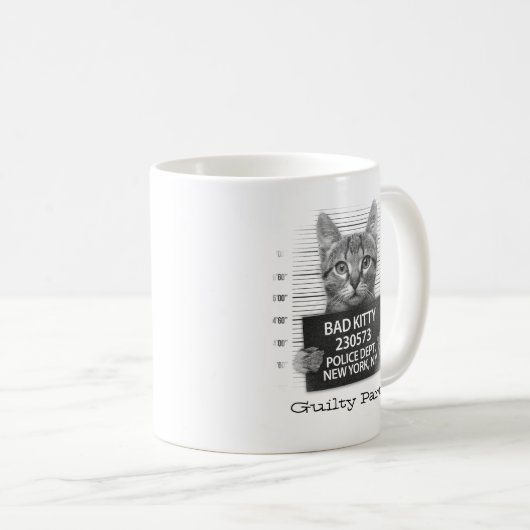 Funny Personalize Guilty Kitty Kaffeetasse (VorderseiteRechts)