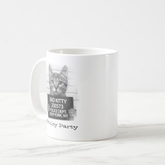 Funny Personalize Guilty Kitty Kaffeetasse (Vorderseite Links)