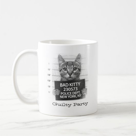 Funny Personalize Guilty Kitty Kaffeetasse (Links)