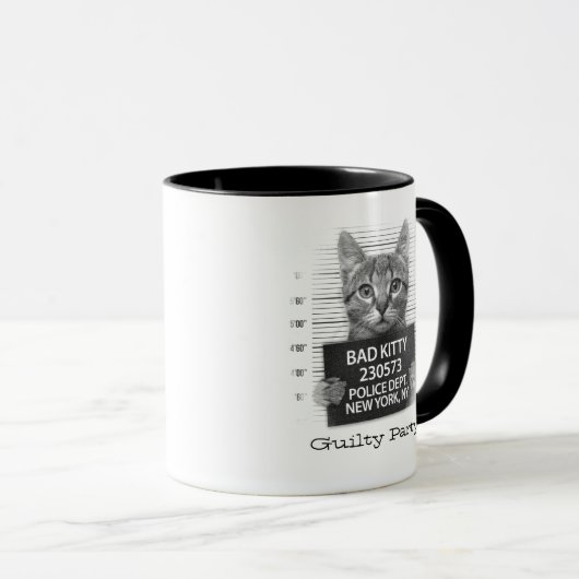 Funny Personalize Guilty Kitty Tasse (VorderseiteRechts)