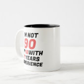 Funny Personalized 90th Birthday Experience Zweifarbige Tasse (Vorderseite Links)