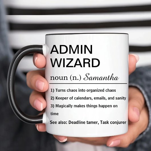 Funny Personalized Admin Wizard Definition Zweifarbige Tasse