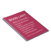Funny Personalized Boss Lady Definition Notebook Notizblock (Rechte Seite)