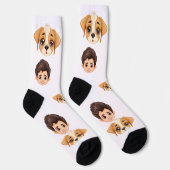 Funny Personalized Couple Face 2 Photos Dog Socken (Rechts)