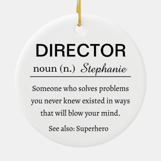Funny Personalized Director Definition Keramik Ornament (Hinten)