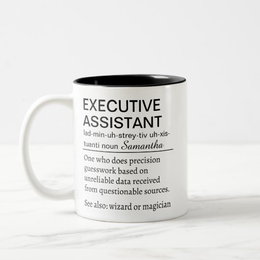 Funny Personalized Executive Assistant Definition Zweifarbige Tasse (Links)