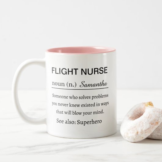 Funny Personalized Flight Nurse Definition Tasse (Mit Donut)