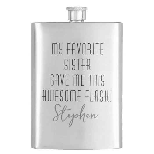 Funny Personalized from Favorite Sister Modern Flachmann (Vorderseite)