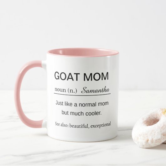 Funny Personalized Goat Mom Definition Tasse (Mit Donut)