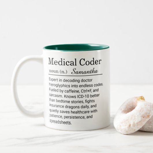 Funny Personalized Medical Coder Definition  Tasse (Mit Donut)