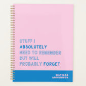 Funny Personalized Modern Pink Blue Custom Name Planer (Vorderseite)