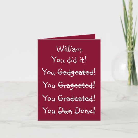Funny Personalized Name Graduation Congratulations Karte (Vorderseite)