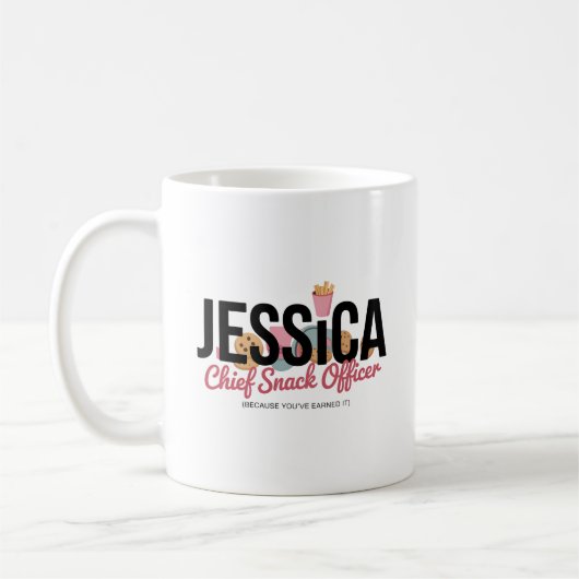 Funny Personalized Name Mug – Chief Snack Officer Kaffeetasse (Links)