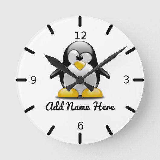Funny Personalized Penguin Runde Wanduhr (Vorderseite)