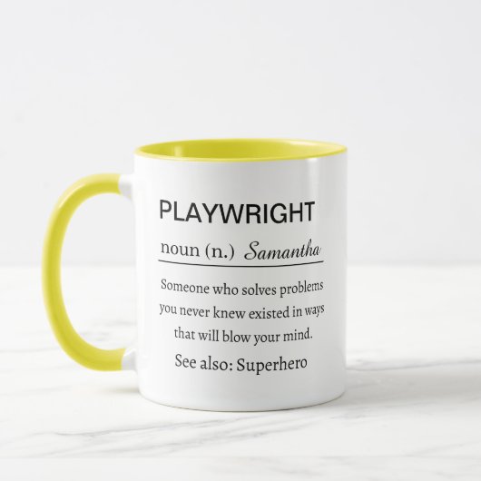 Funny Personalized Playwright Definition Tasse (Links)