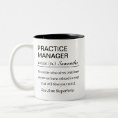 Funny Personalized Practice Manager Definition Zweifarbige Tasse (Links)