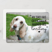 Funny Pet Dog Territory Save the Date Card (Vorne/Hinten)