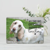 Funny Pet Dog Territory Save the Date Card (Stehend Vorderseite)