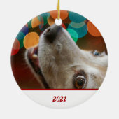Funny Pet Foto Santa I war Gerahmt Keramik Ornament (Hinten)