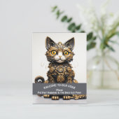 Funny pet-freundliche Zuhause Warnung Boss Cat Postkarte (Stehend Vorderseite)